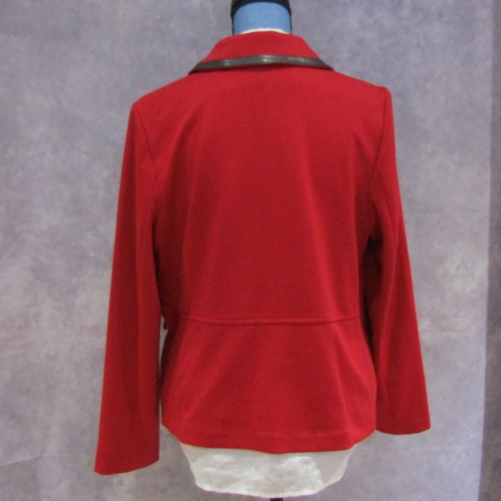NWT JM Collection Red Knit Blazer Black Trim M - Picture 3 of 5